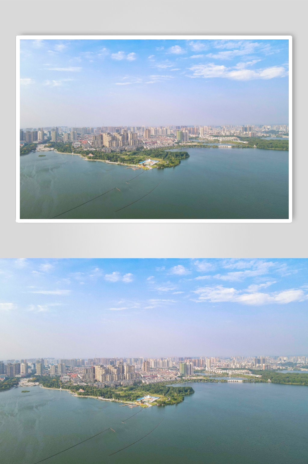 湖南岳阳城市全景航拍摄影图素材