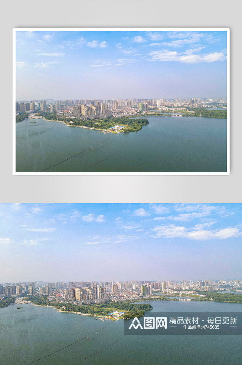 湖南岳阳城市全景航拍摄影图素材