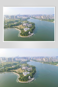 湖南岳阳城市风光航拍摄影图