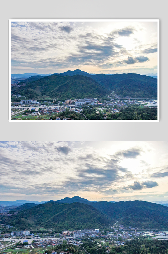 自然风光山川日落晚霞夕阳航拍摄影图