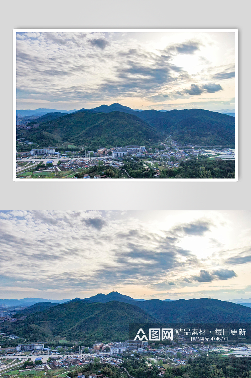 自然风光山川日落晚霞夕阳航拍摄影图素材