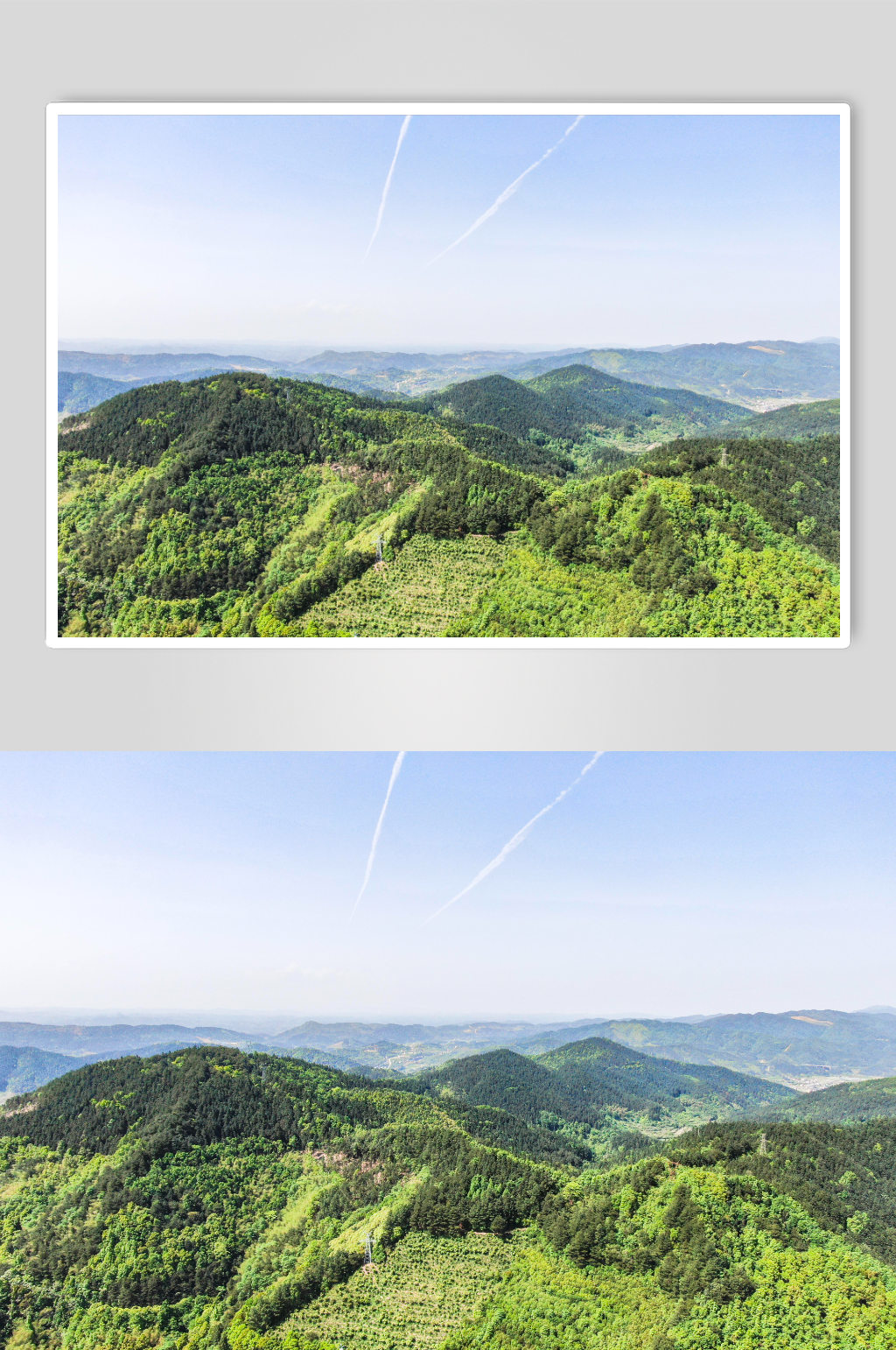 连绵起伏山川绿色森林航拍摄影图素材
