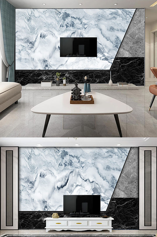 现代简约几何灰色高清大理石纹背景墙-众图网