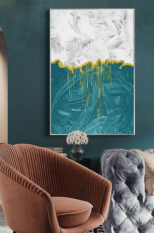 抽象油画玄关背景色块装饰画