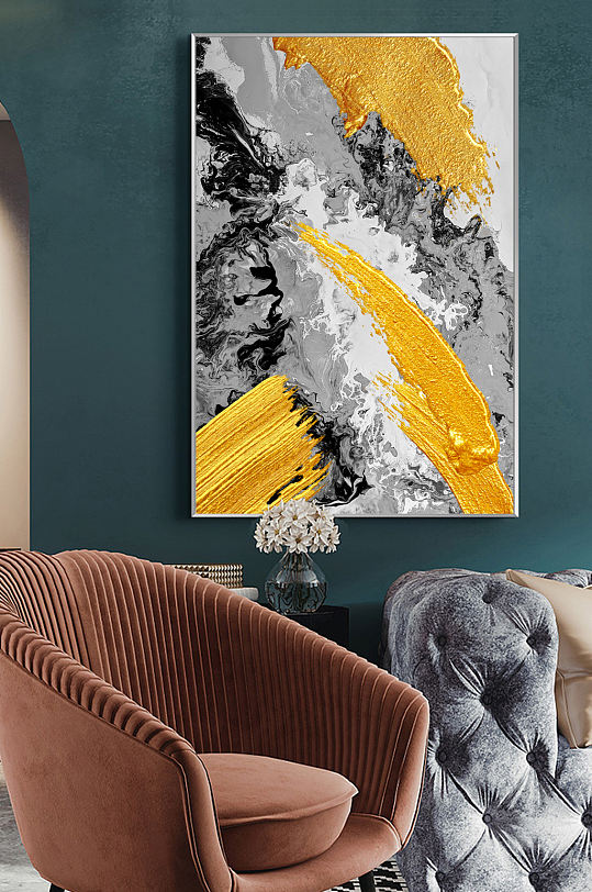 铄金抽象油画色块装饰画