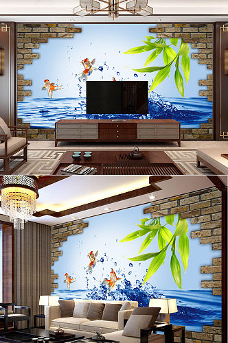 梦幻海底世界3D立体背景墙装饰画