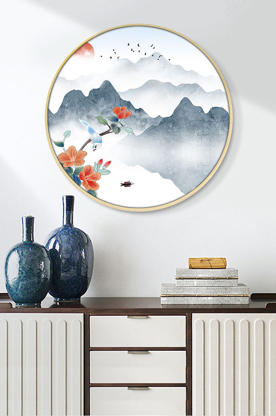 新中式意境山水装饰画-众图网