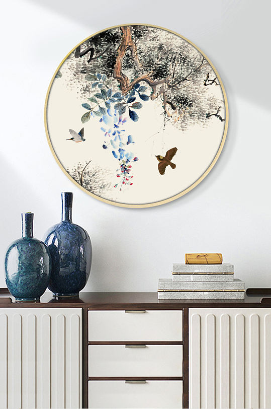 新中式工笔花鸟装饰画-众图网