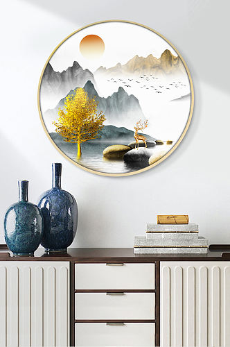 现代抽象意境风景山水艺术创意金箔装饰画