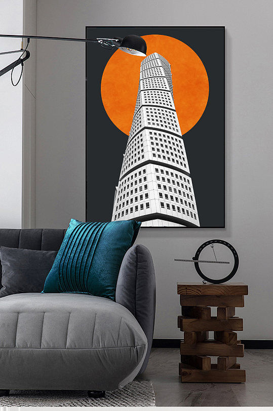 现代抽象几何建筑装饰画