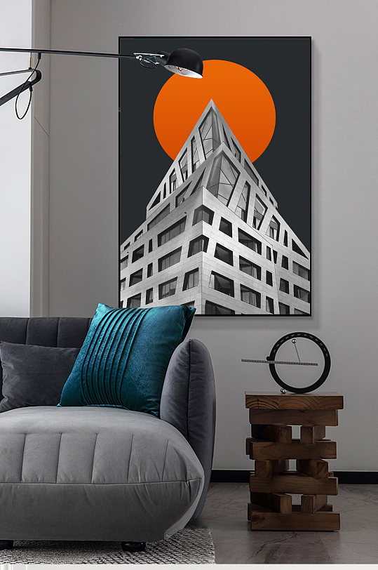 抽象轻奢后现代建筑装饰画