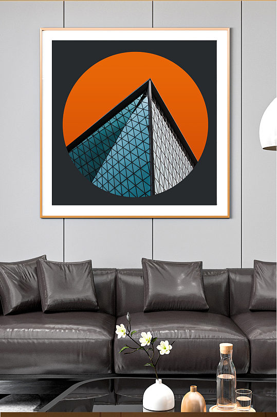 抽象几何轻奢建筑装饰画