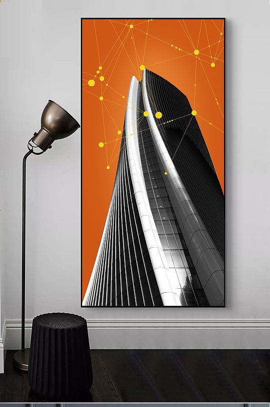 抽象轻奢后现代建筑装饰画