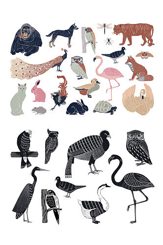 各种造型的动物设计元素