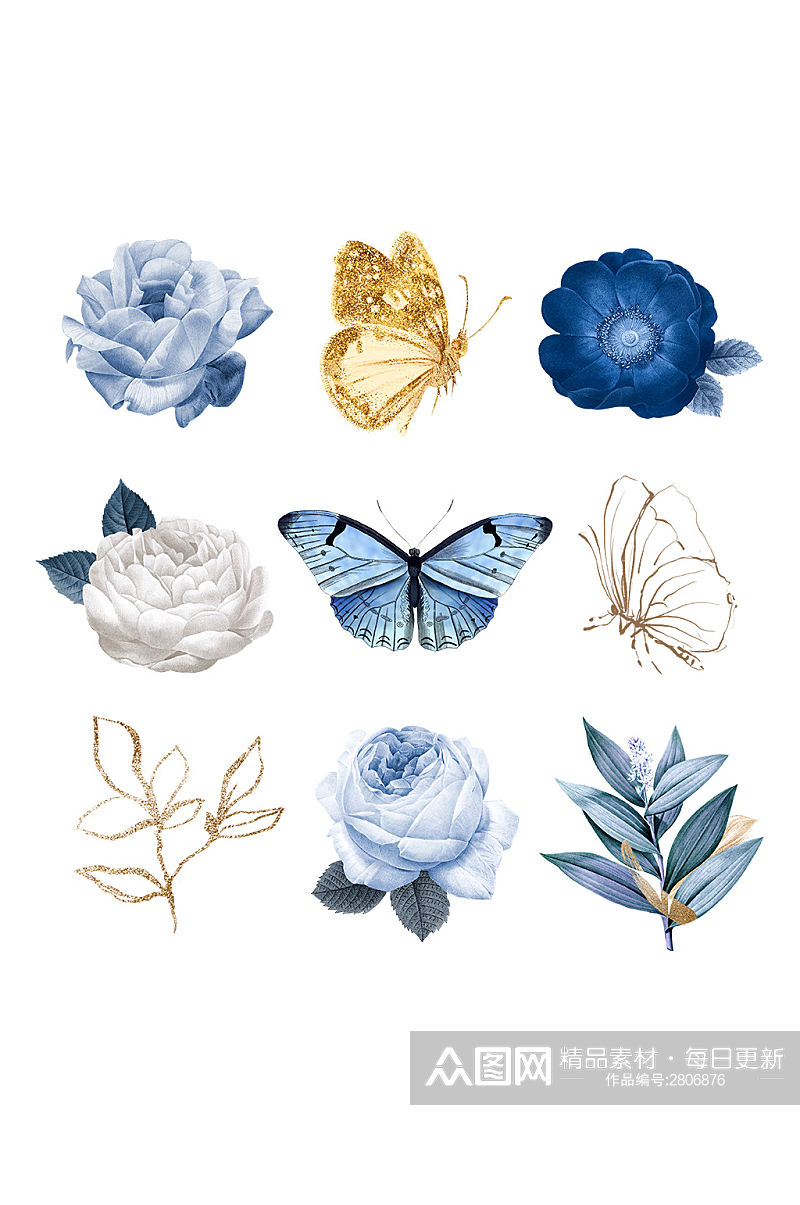 简洁大气的蓝色花朵素材