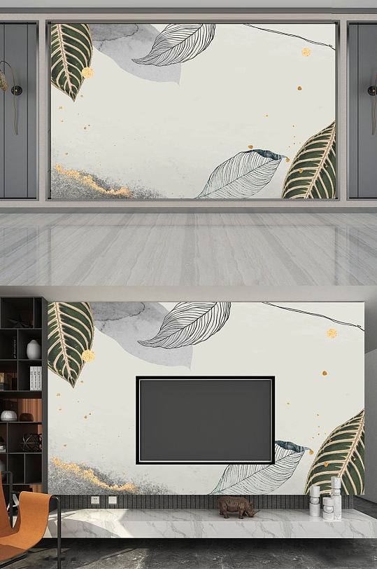 简洁大气的叶子壁纸-众图网