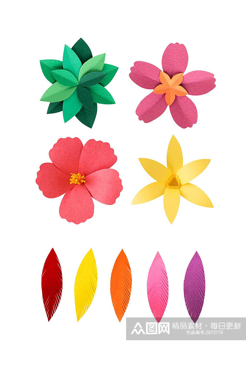 色彩鲜艳的衍纸花卉素材