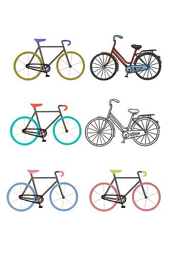 各种颜色的自行车设计元素