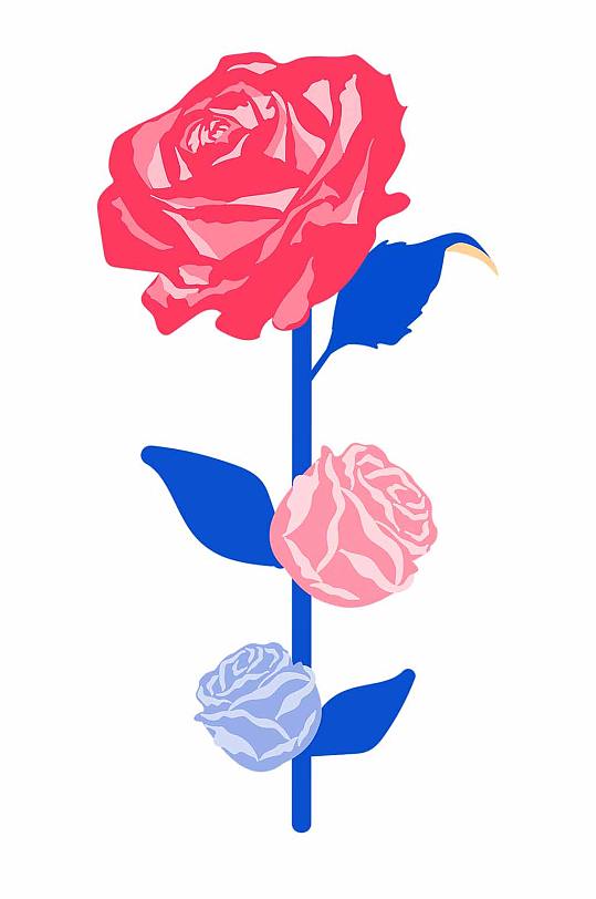 粉蓝色简洁大气的玫瑰