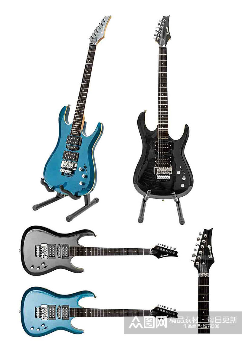 蓝灰色简洁大气的吉他设计元素素材