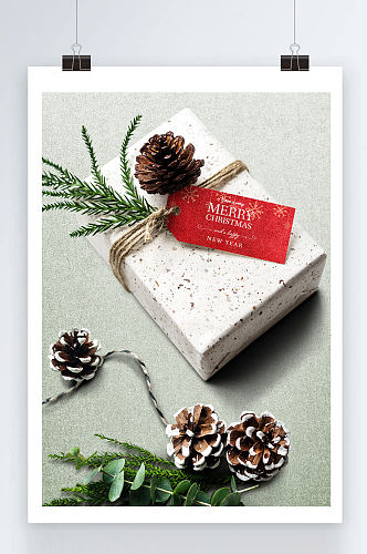 简洁大气的圣诞节礼盒海报