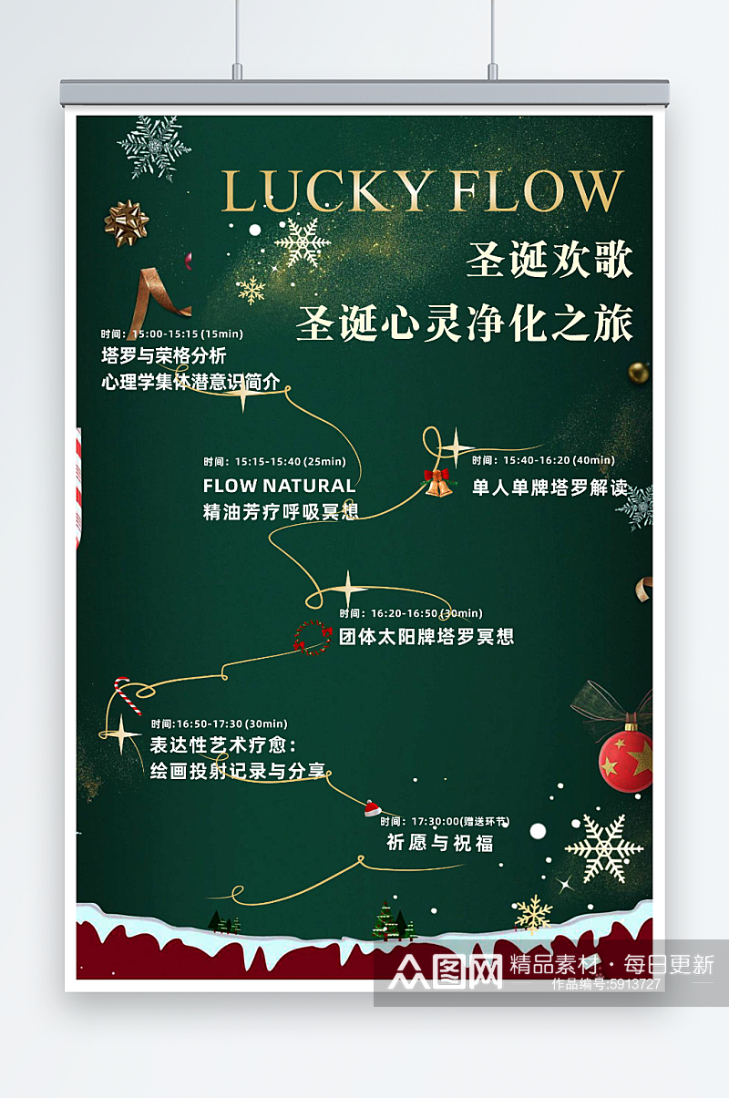 绿色圣诞流程海报设计素材