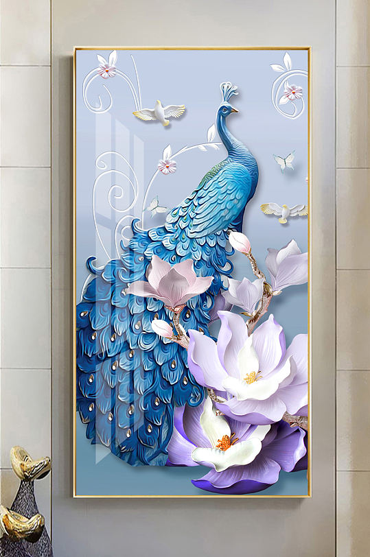 现代轻奢立体孔雀玄关