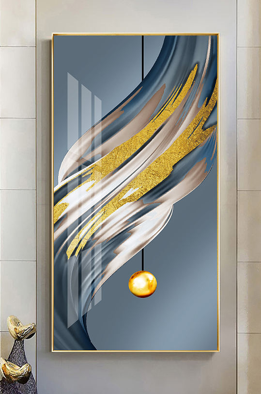 现代轻奢金色线条玄关画
