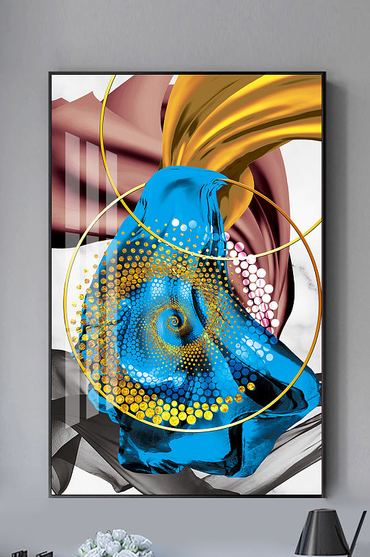 现代飘带金色线条装饰画