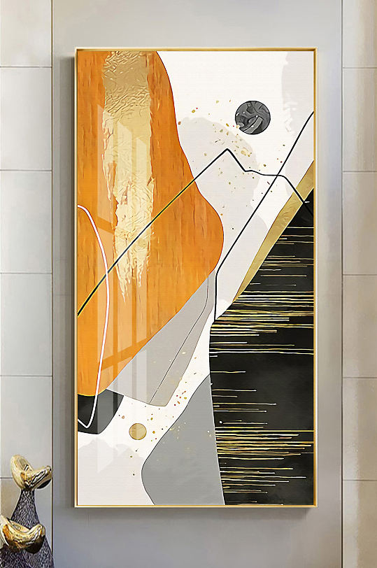 现代几何线条爱马仕玄关画