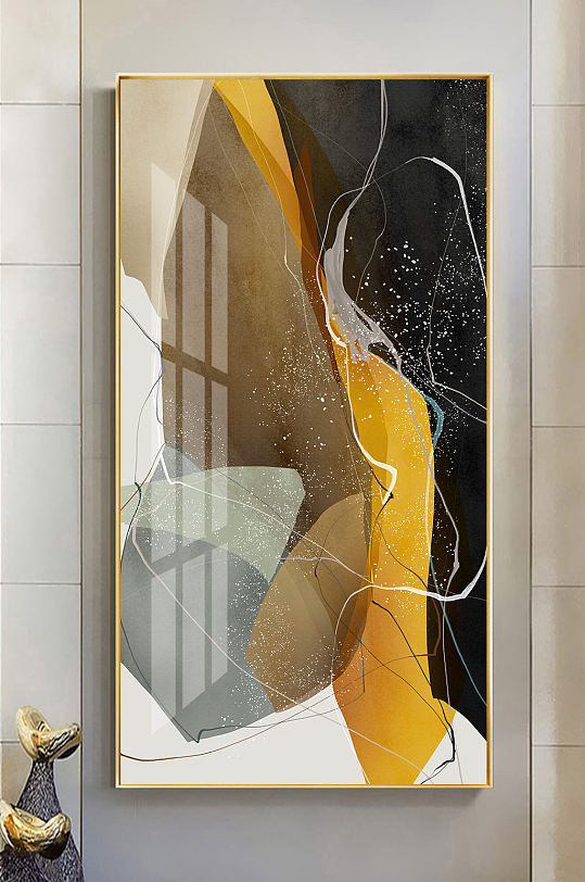 现代抽象几何线条玄关画