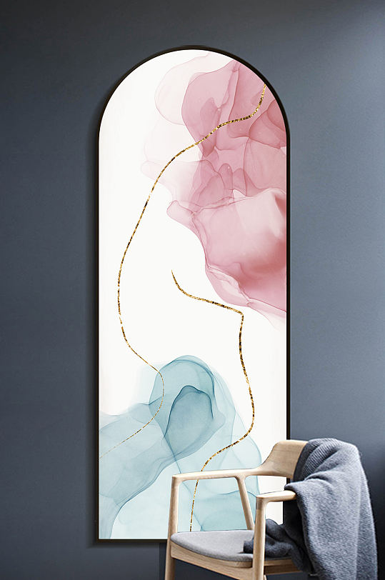 新中式小清新水墨线条玄关-众图网