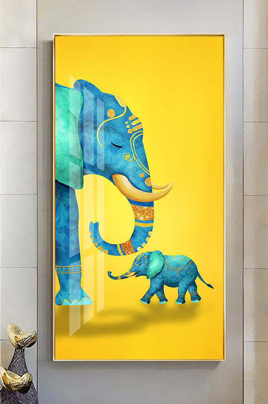 现代轻奢小清新大象玄关装饰画