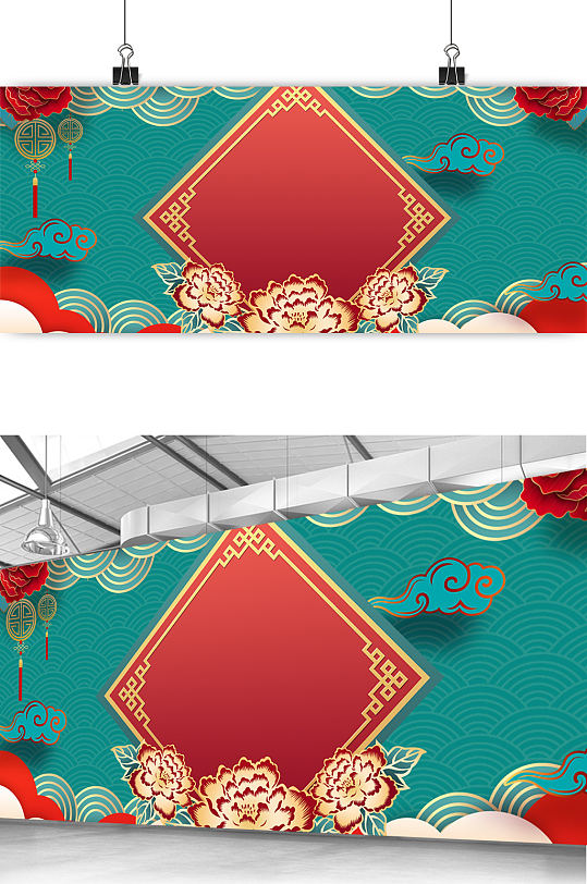 春节海报展板展架背景图设计