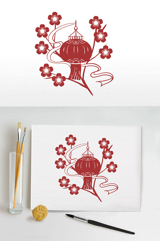 春节物料剪影画灯笼-众图网