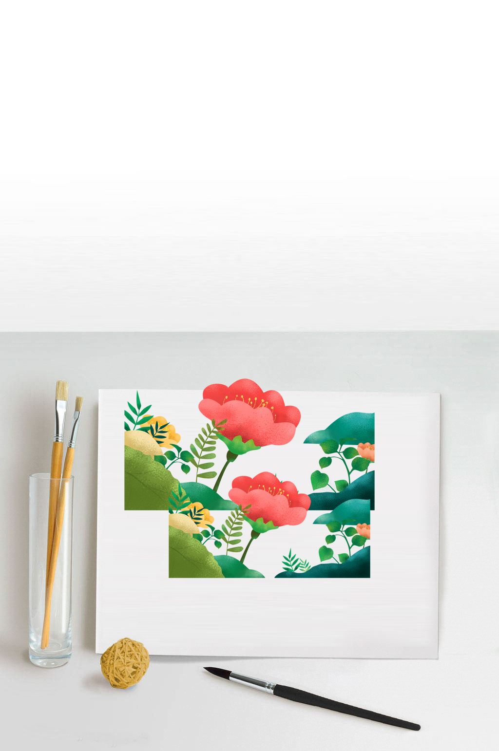 春天场景插画元素设计素材