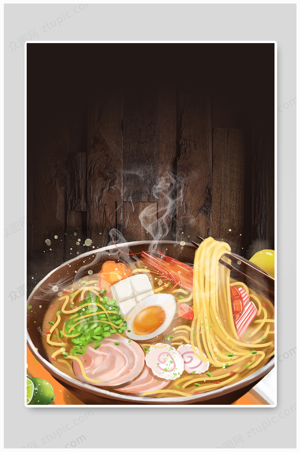 美食乌冬面背景海报素材