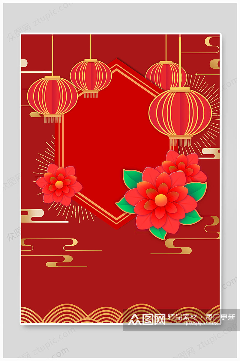 牛年红色喜庆春节海报背景设计素材