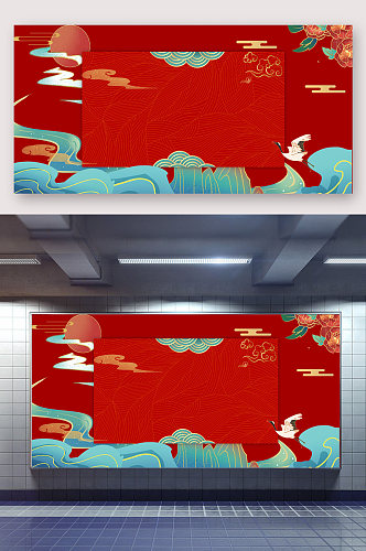 牛年春节红色喜庆展架背景设计