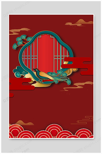 红色喜庆春节展架背景设计