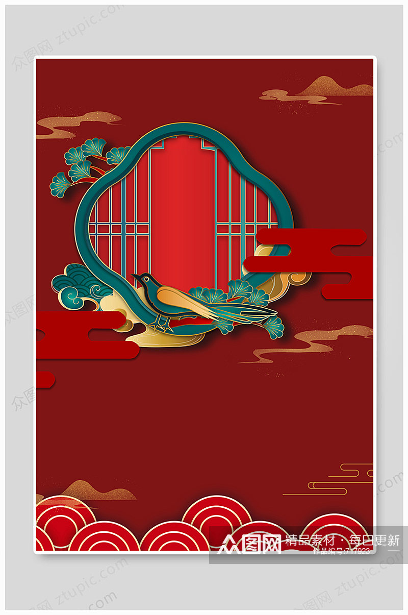 红色喜庆春节展架背景设计素材