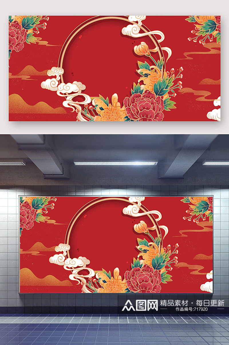红色喜庆春节展架背景设计素材