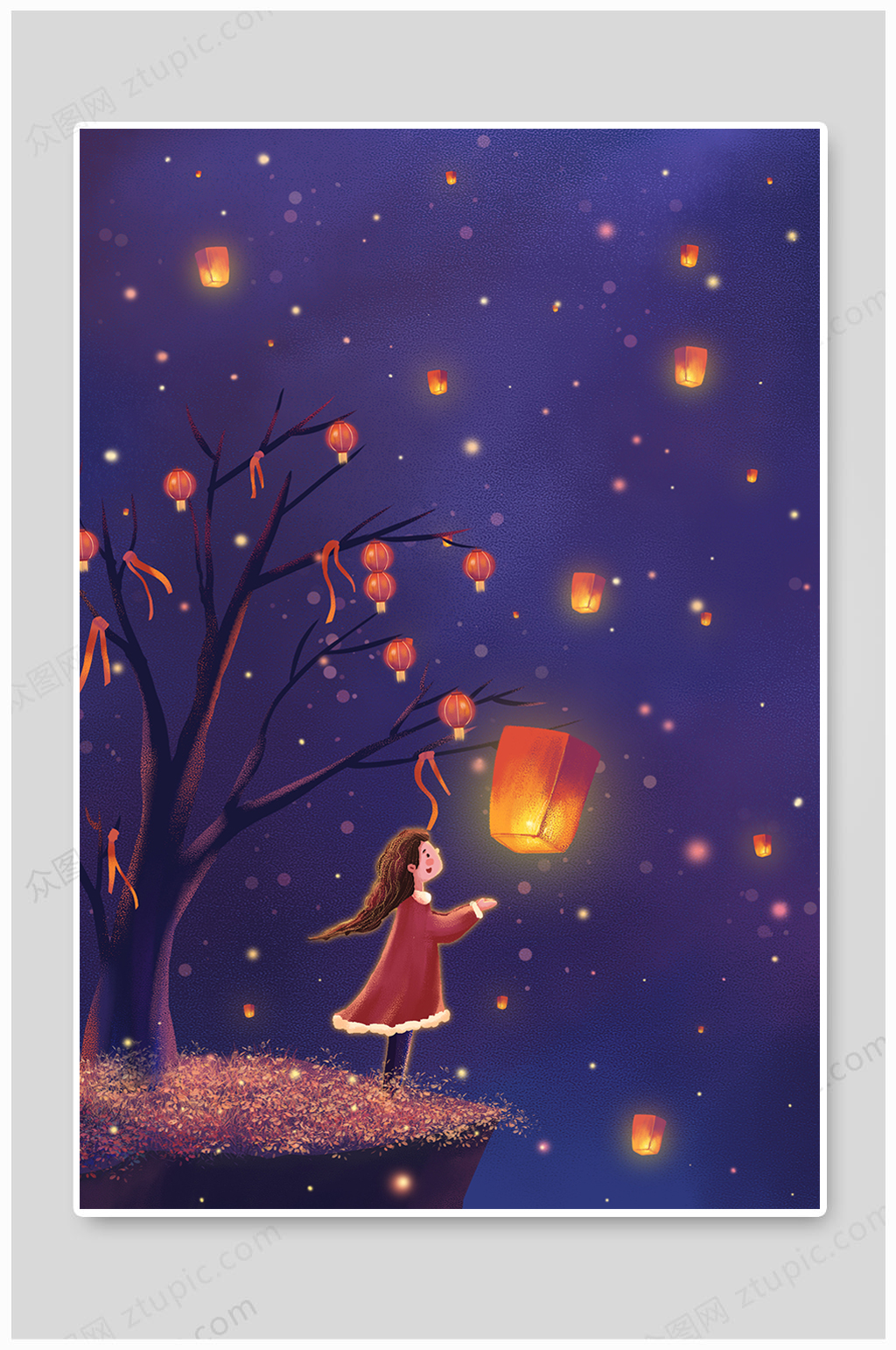 春节场景插画元素设计素材