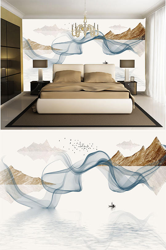 水墨画水墨山水意境线条-众图网