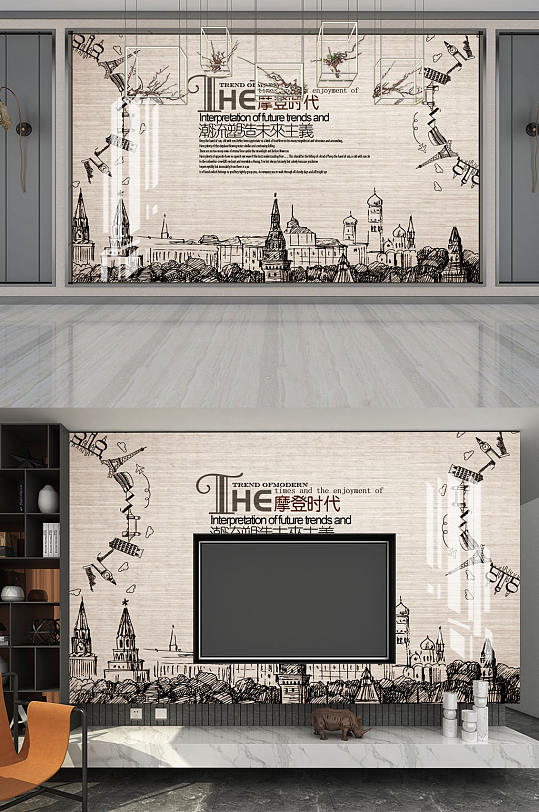 摩天轮塔游乐园背景墙-众图网