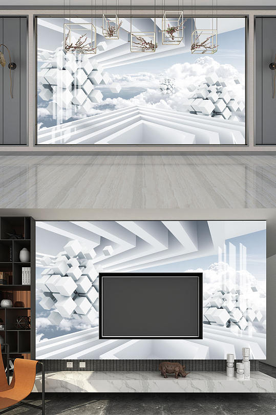 3D立体空间球背景墙-众图网