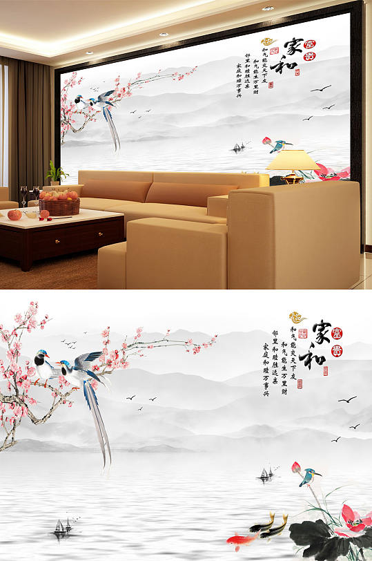 花鸟画梅花背景墙-众图网