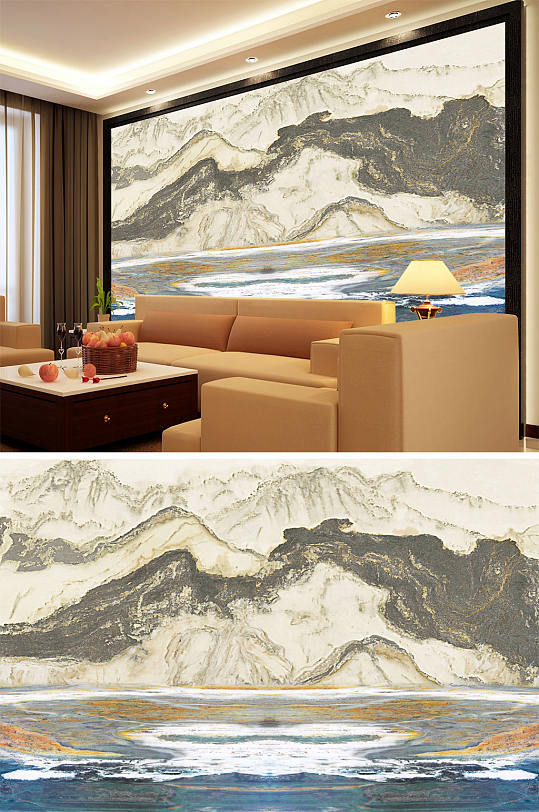山水画大理石纹水波纹背景墙-众图网