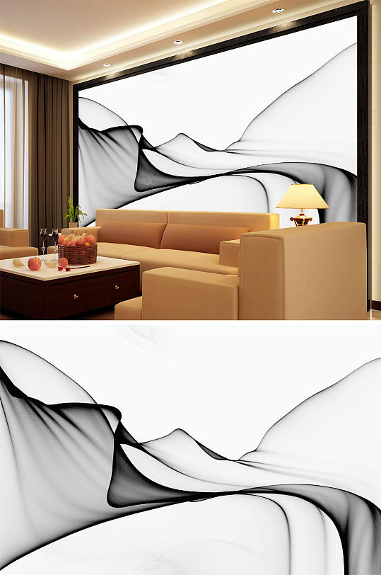 水墨飘带背景墙图片-水墨飘带背景墙效果图-水墨飘带背景墙设计素材下