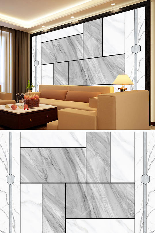 几何大理石色块简约背景墙-众图网